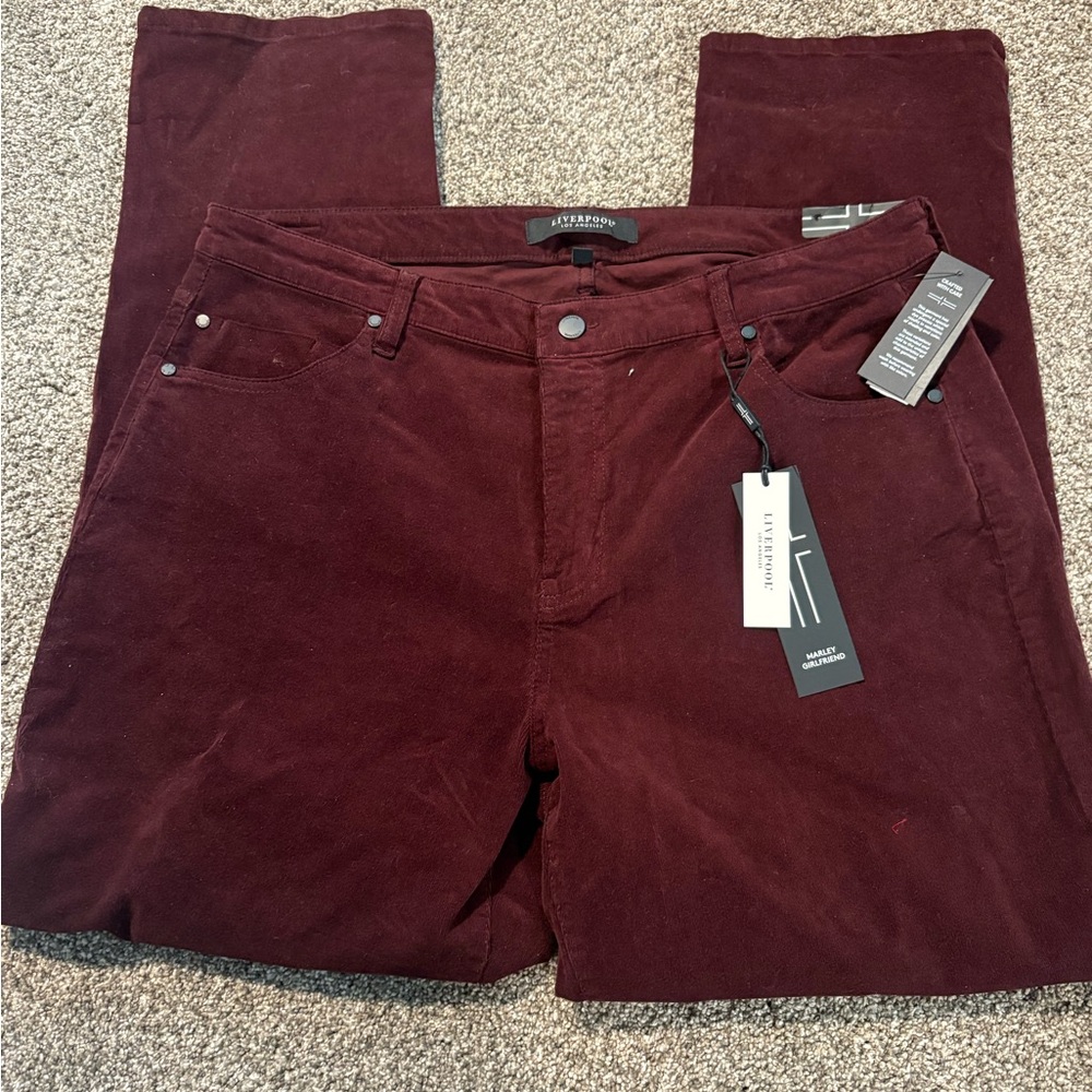 Liverpool Women’s Ankle Corduroy Pants - Burgundy